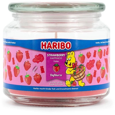 Haribo candela profumata in vetro Strawberry Happiness caramelle gommose alla fragola 300 g