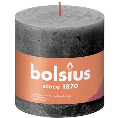 Bolsius kaimiškas bagažinės žvakių postas Rustic Shine 100/100 mm 10 cm - Storm Grey