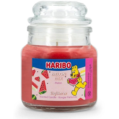 Vonná svíčka ve skle vodní meloun želé Haribo Melon Mix 85 g