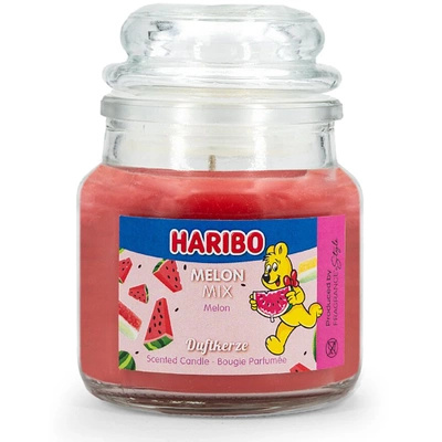 Haribo piccola candela profumata in vetro Melon Mix caramelle gommose all'anguria 85 g