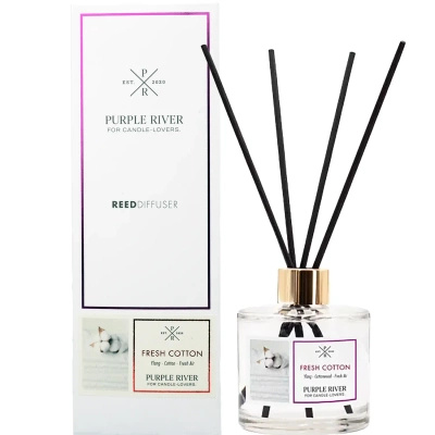 Purple River patyczki zapachowe Fresh Cotton w szklanym flakonie 100 ml