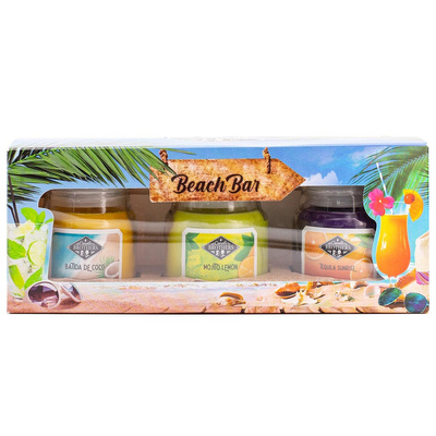 Candela profumata alla soia in set regalo di vetro in una scatola Candle Brothers Beach Bar - Tropical Holidays Mojito Lemon Grenadine Orange 3 x 85 g