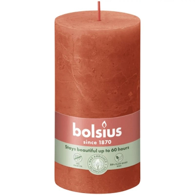 Bolsius rustic trunk candle post Rustic Shine 130/68 mm 13 cm - Earthy Orange Earthy Orange