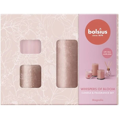 Bolsius Medium Whispers Of Bloom Gift Set - candles Rustic, fragrance sticks, scented candle - Magnolia