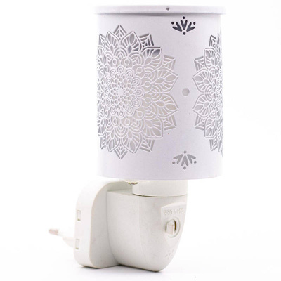 Bruciatore per cera profumata elettrico metallo bianco lampada da notte illuminazione aggiuntiva Mandala Candle Brothers