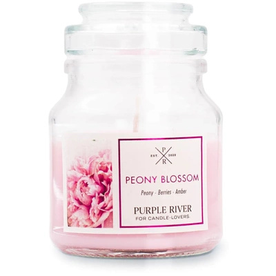 Kwiatowa sojowa świeca zapachowa w szkle piwonia Peony Blossom Purple River 113 g
