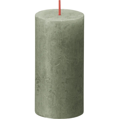 Bolsius rustic trunk candle post Rustic Shine 100/50 mm 10 cm - Fresh Olive Green