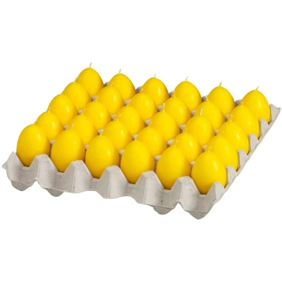 Présentoir de bougies en forme d'œufs de Pâques Bolsius 30 pcs 60/45mm - Jaune