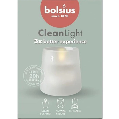 Bolsius startovací sada matného bílého svícnu a náplně do svíček bez vůně CleanLight