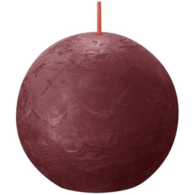 Bolsius rustic round ball solid candle Rustic Shine 76 mm - Velvet Red