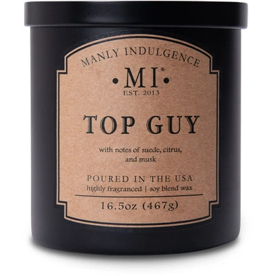 Candela profumata di soia da uomo in vetro nero agrumi muschio Top Guy Colonial Candle 467 g