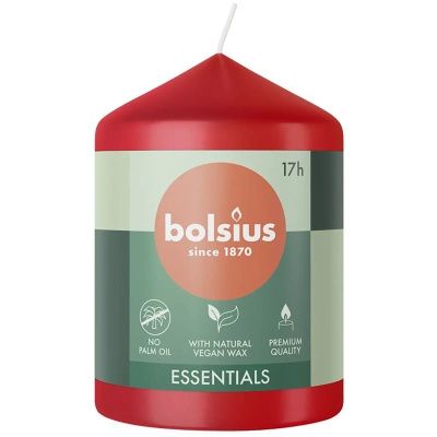 Bolsius solid pillar trunk candle unscented 80/58 mm Essentials - Delicate Red Delicate Red