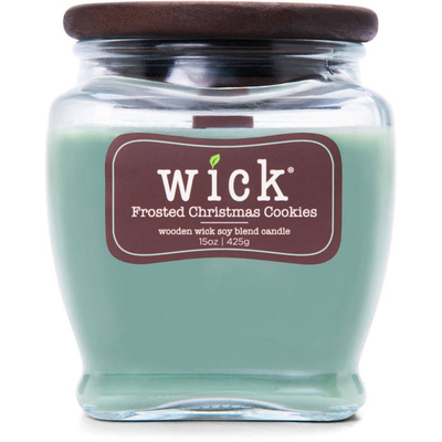 Vianočná sójová vonná sviečka drevený knôt Colonial Candle Wick - Frosted Christmas Cookies