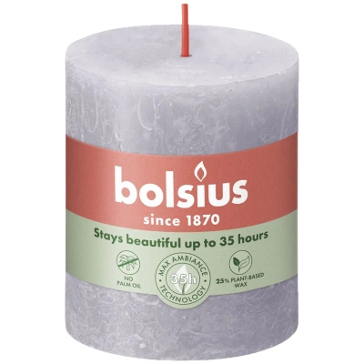 Bolsius rustieke boomstam kaarsenstandaard Rustic Shine 80/68 mm 8 cm - Frosted Lavender