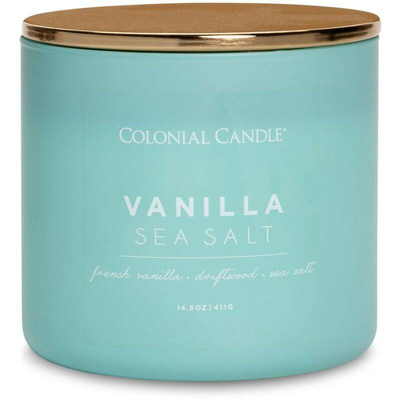 Colonial Candle Pop Of Color Duftkerze aus Sojabohnen im Glas 3 Dochte 14,5 oz 411 g - Vanilla Sea Salt