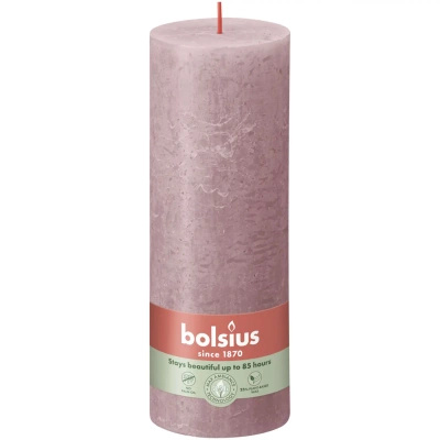 Bolsius bougeoir rustique en forme de tronc Rustic Shine 190/68 mm 19 cm - Rose poudré Rose cendré