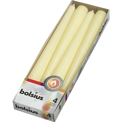 Bolsius Dinner Candle spike tradiční svícen 245/24 mm 4 ks - Cream