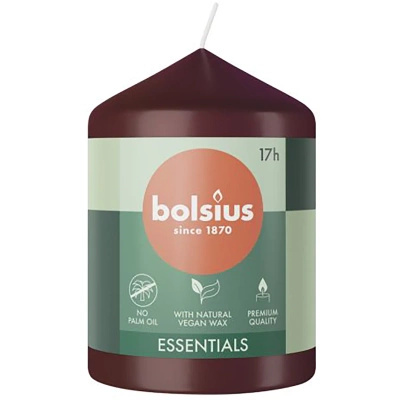 Bolsius solid pillar trunk candle unscented 80/58 mm Essentials - Velvet Red Velvet Red