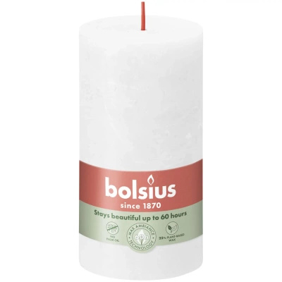 Bolsius rustieke boomstam kandelaar Rustic Shine 130/68 mm 13 cm - Frosty White Bewolkt Wit