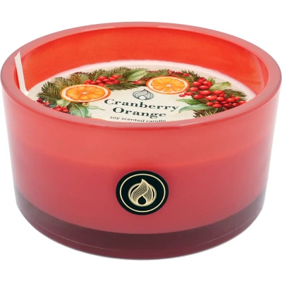 Candle World sviečka zo sójového skla so slávnostnou vôňou Cranberry Orange 550 g