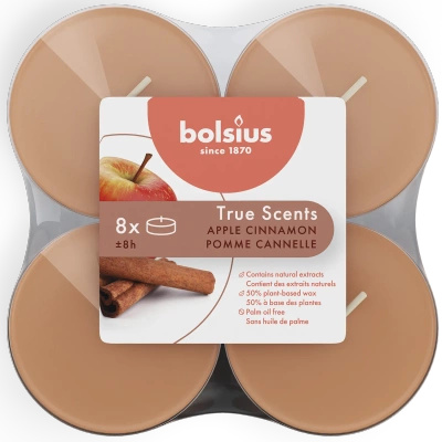 Bolsius True Scents kvapų šildytuvai maxi polikarbonato 6 cm 8 vnt. - Obuolys ir cinamonas Apple & Cinnamon