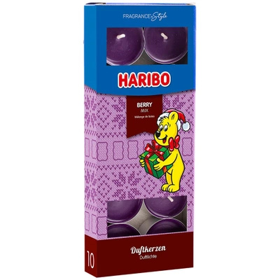 Haribo lumini profumati natalizi in scatola Berry Mix caramelle gommose ai frutti di bosco 10 pz