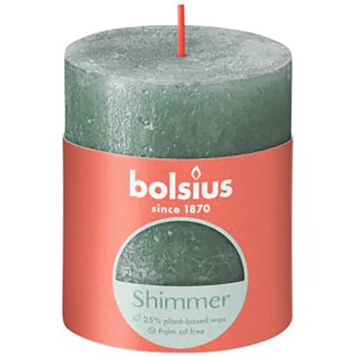 Bolsius Rustic Shimmer trunk solid candle rustic metallized unscented 8 cm 80/68 mm - Azure Oxid Blue