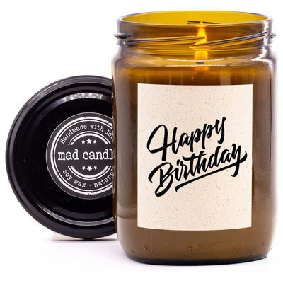 Cadeau kaars soja geurig Mad Candle 360 g - Al Het Beste Happy Birthday