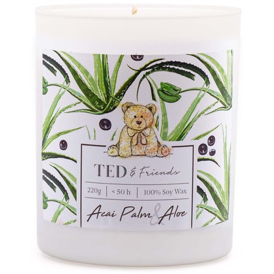 Bougie parfumée au soja dans un verre aloès - Acai Palm Aloe Ted Friends