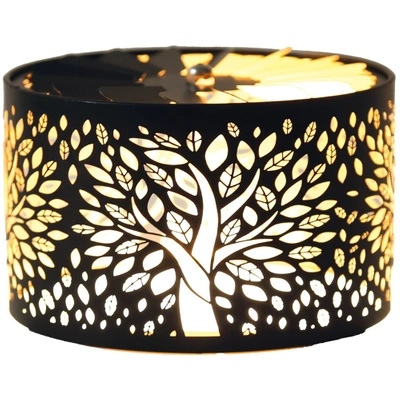 Draaibare metalen Kaars deksel Tree Of Life Black and Gold Woodbridge