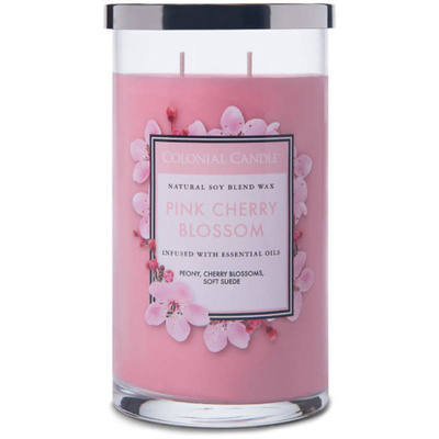 Colonial Candle Classic large soy scented candle in tumbler glass 19 oz 538 g - Pink Cherry Blossom