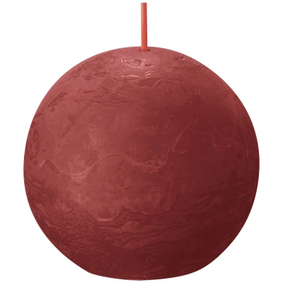 Bolsius candela rustica a sfera rotonda Rustic Shine 76 mm - Rosso delicato