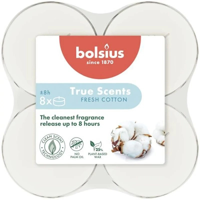 Bolsius True Scents ohřívače vůní maxi polykarbonát 6 cm 8 ks - Fresh Cotton Fresh Cotton