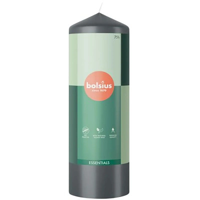 Bolsius bougie pilier sans parfum Essentials 200/68 mm - Stormy Grey