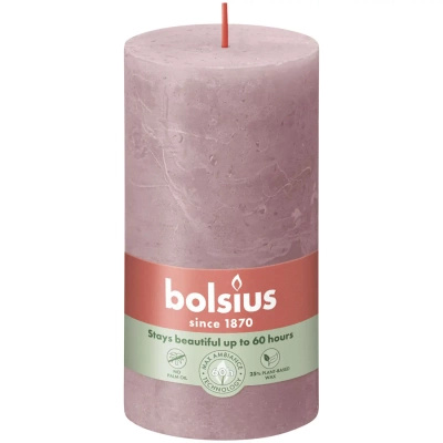 Bolsius rustikálny kmeňový stĺp na sviečku Rustic Shine 130/68 mm 13 cm - Powder Ash Rose