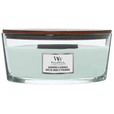 Woodwick Ellipse Heartwick grote geurkaars met houten lont lavendel ceder 16 oz 453.6 g - Sagewood & Seagrass