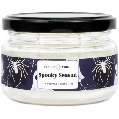 Candle World sojų kvapioji žvakė stiklainyje Spooky Season 110 g Tamsus miškas