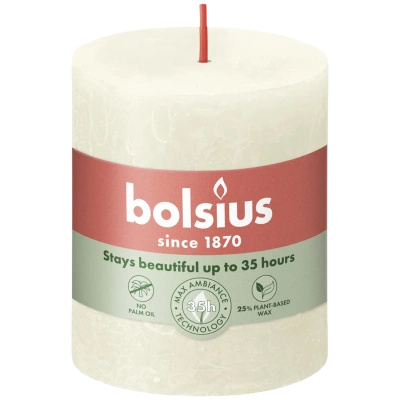 Bolsius rustikální kmenová svíčka Rustic Shine 80/68 mm - Soft Pearl