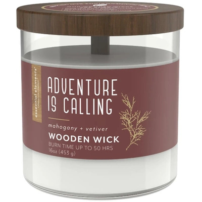 Scented candle with wooden wick Adventure is Calling Candle-lite