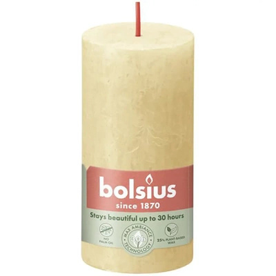 Bolsius rustikaler Baumstamm Kerzenständer Rustic Shine 100/50 mm 10 cm - Haferflockenbeige