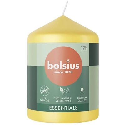 Bolsius nekvepianti stulpinė žvakė 80/58 mm Essentials - Saulėta geltona