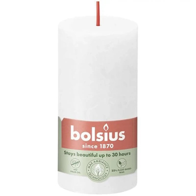 Bolsius rustikální kmenová svíčka Rustic Shine 100/50 mm 10 cm - Mrazivě bílá Mračně bílá