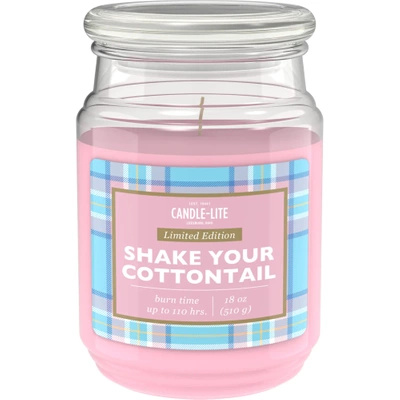 Grande bougie parfumée rose en verre Shake Your Cottontail Candle-lite 510 g