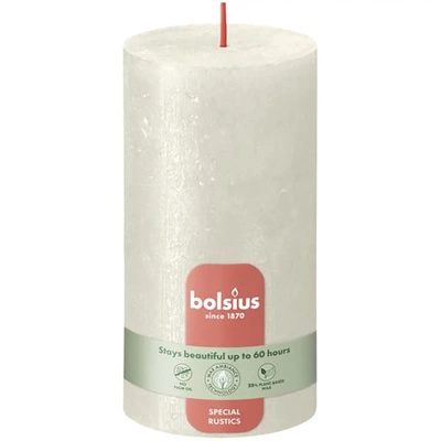 Bolsius Rustic Shimmer trunk solid candle rustic metallized unscented 13 cm 130/68 mm - Cream Ivory