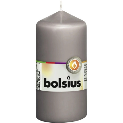 Bolsius solid pillar trunk candle unscented 12 cm 120/58 mm - Warm Gray