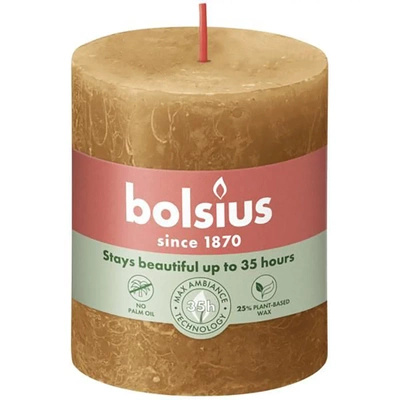 Bolsius poste de vela tronco rústico Rustic Shine 80/68 mm - Marrón picante