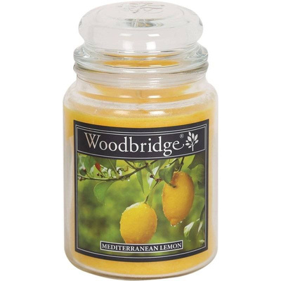 Grande bougie parfumée dans un pot en verre à deux mèches Citron Méditerranéen Woodbridge Candle 565 g