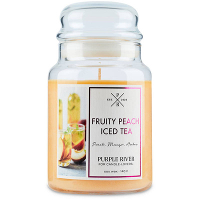 Doftljus soja Fruity Peach Iced Tea Purple River 623 g