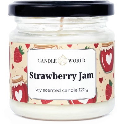 Candle World sojų kvapioji žvakė stiklainyje Strawberry Jam 120 g Braškė