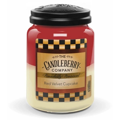 Kvapioji žvakė 2in1 didelė stiklinėje Red Velvet Cupcake Candleberry 570 g